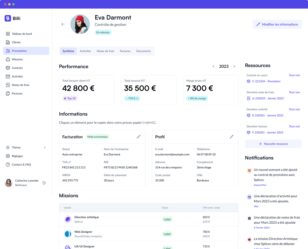 Billi - demo screen